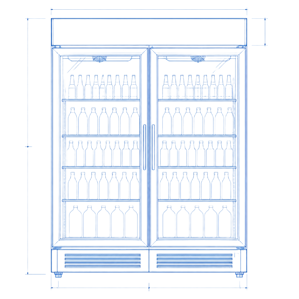 CAD-style engineering line drawing of the SandStar SRK2 smart retail cabinet, positioned as The Capacity Machine