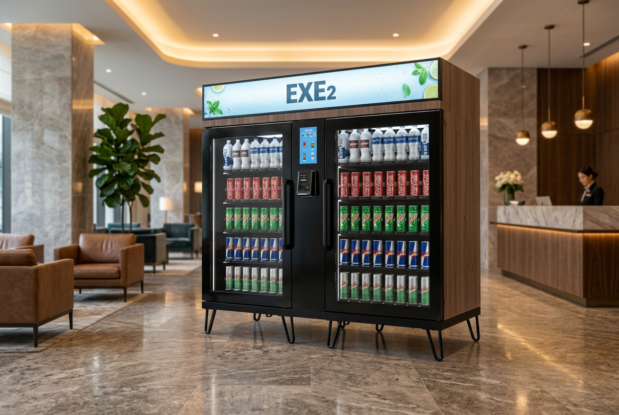 Exe2 flagship smart retail system in a hotel foyer