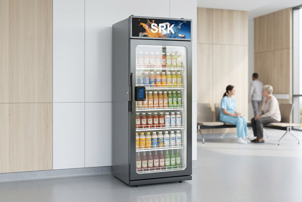 SRK smart cooler in a healthcare waiting area